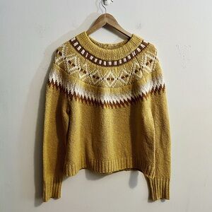American Eagle Outfitters Yellow Fair Isle Crewneck Sweater